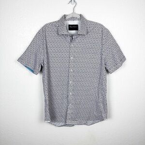 Robert Graham Landen Tailored Fit Shirt Blue Pink Rose Print Cotton Size 2XL